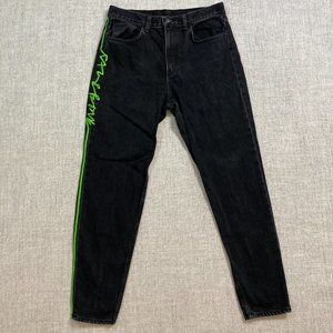 rag & bone Womens Ash Neon Logo Straight Jeans in Black Size 28